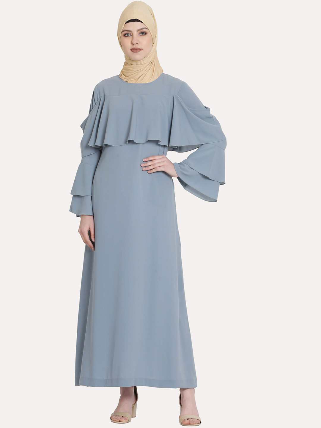 

MOMIN LIBAS Women Grey Solid Abaya Burqa