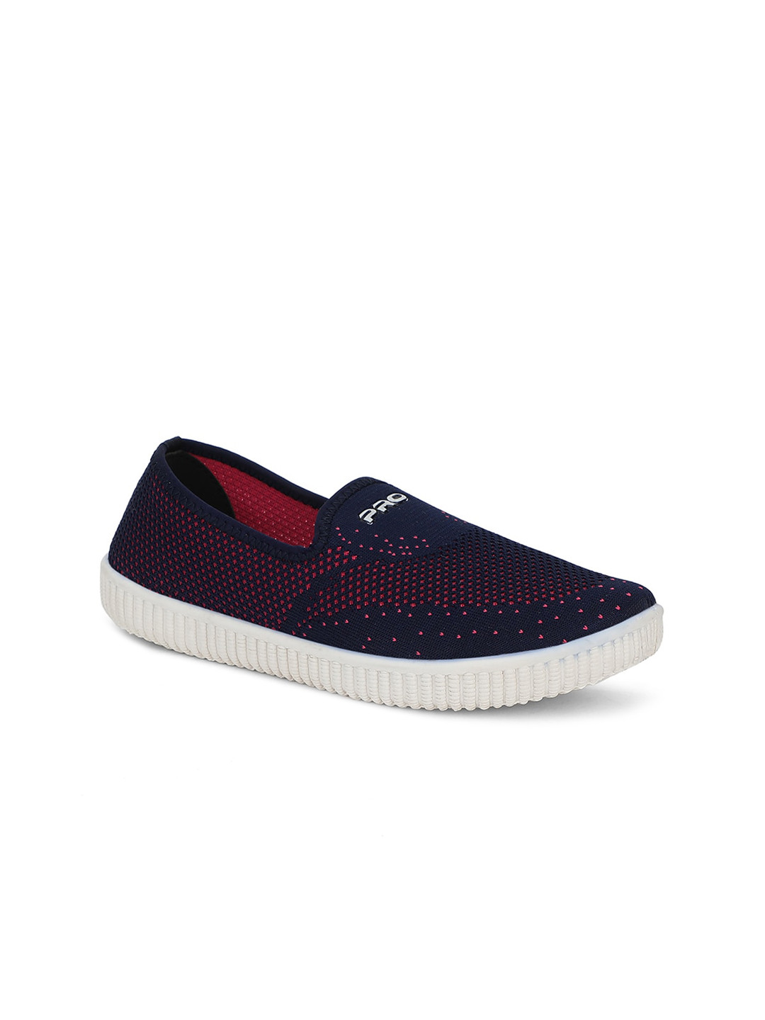 

Khadims Women Navy Blue & Red Woven Design Slip-On Sneakers