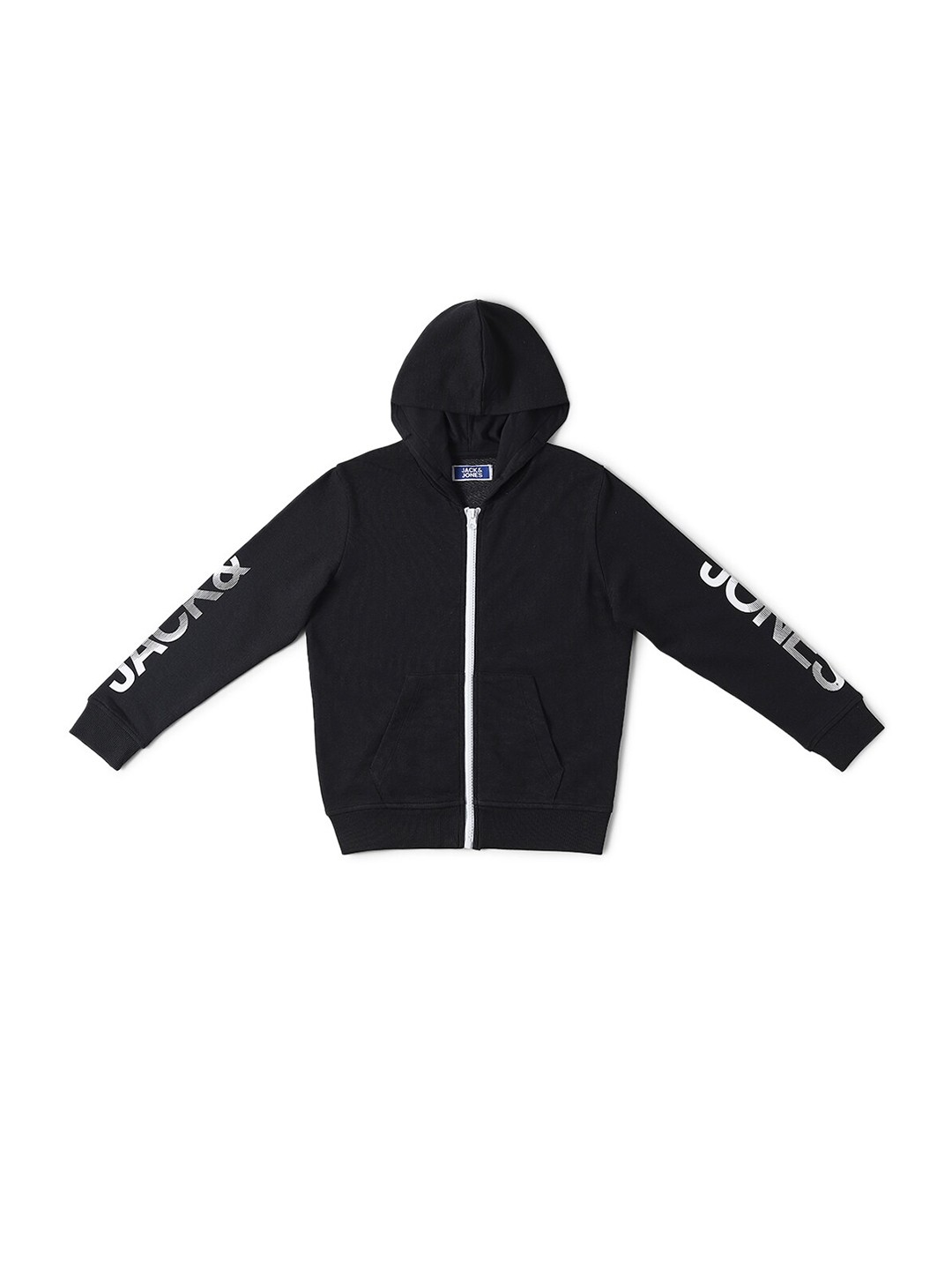 

Jack & Jones Boys Black Printed Cotton Hooded Sweatshirt