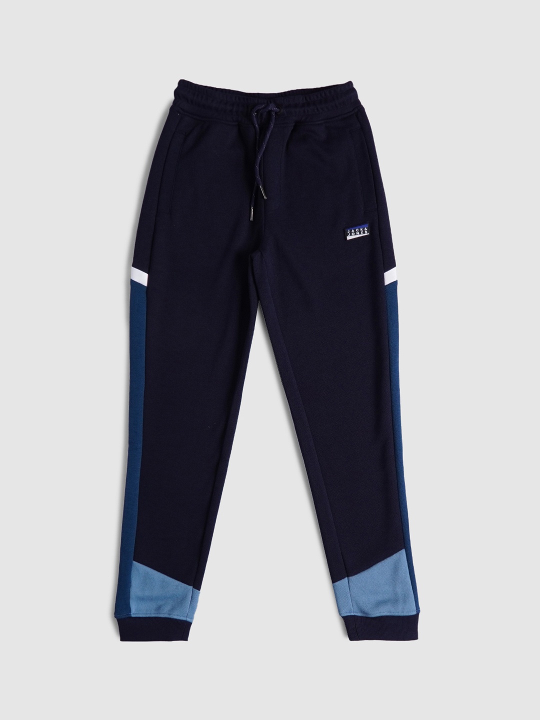 

Jack & Jones Boys Blue Colourblocked Cotton Joggers