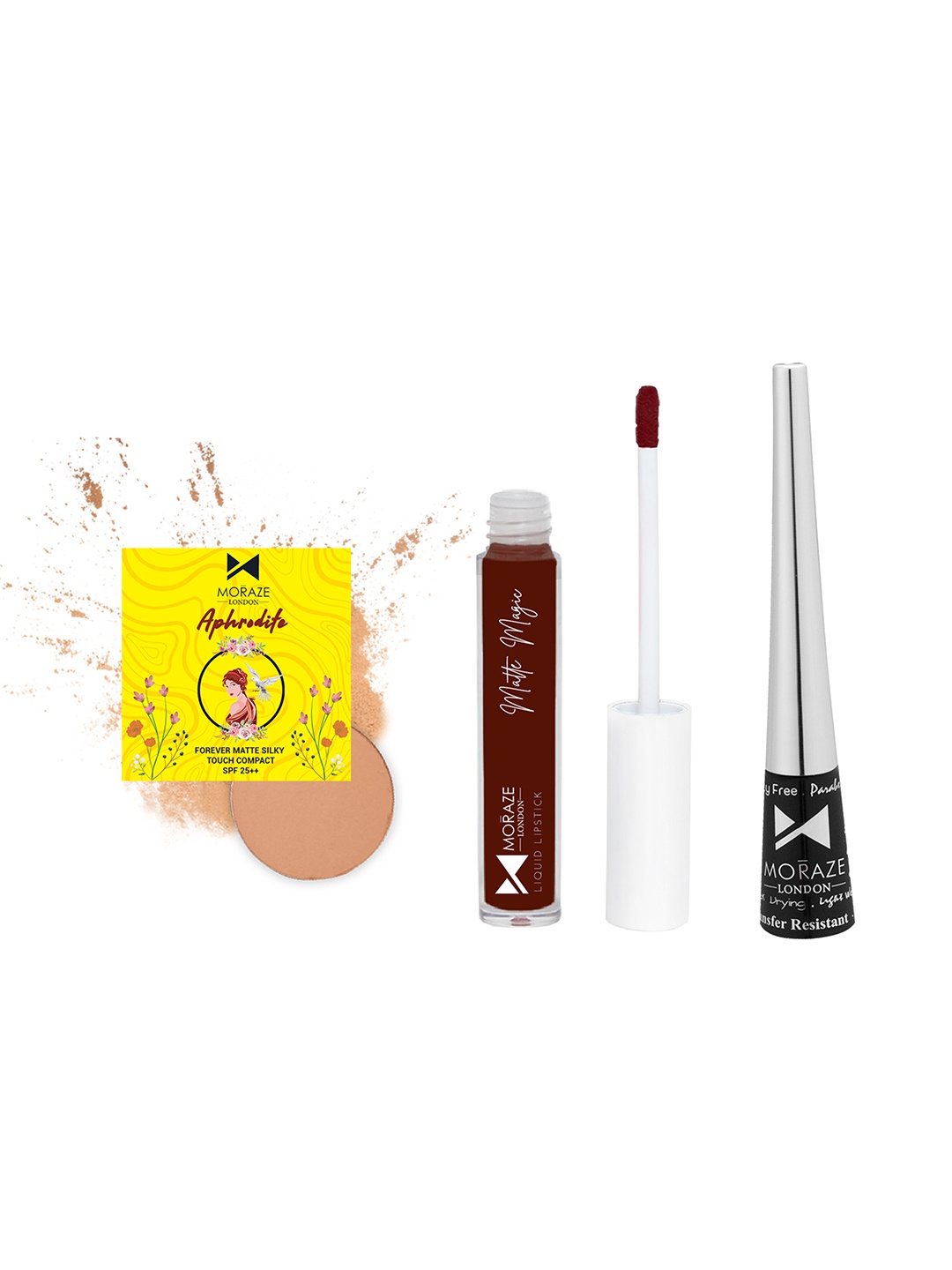 

Moraze Multicoloured Bold Babe Lipstick With Eyeliner & Compact Powder, Multi