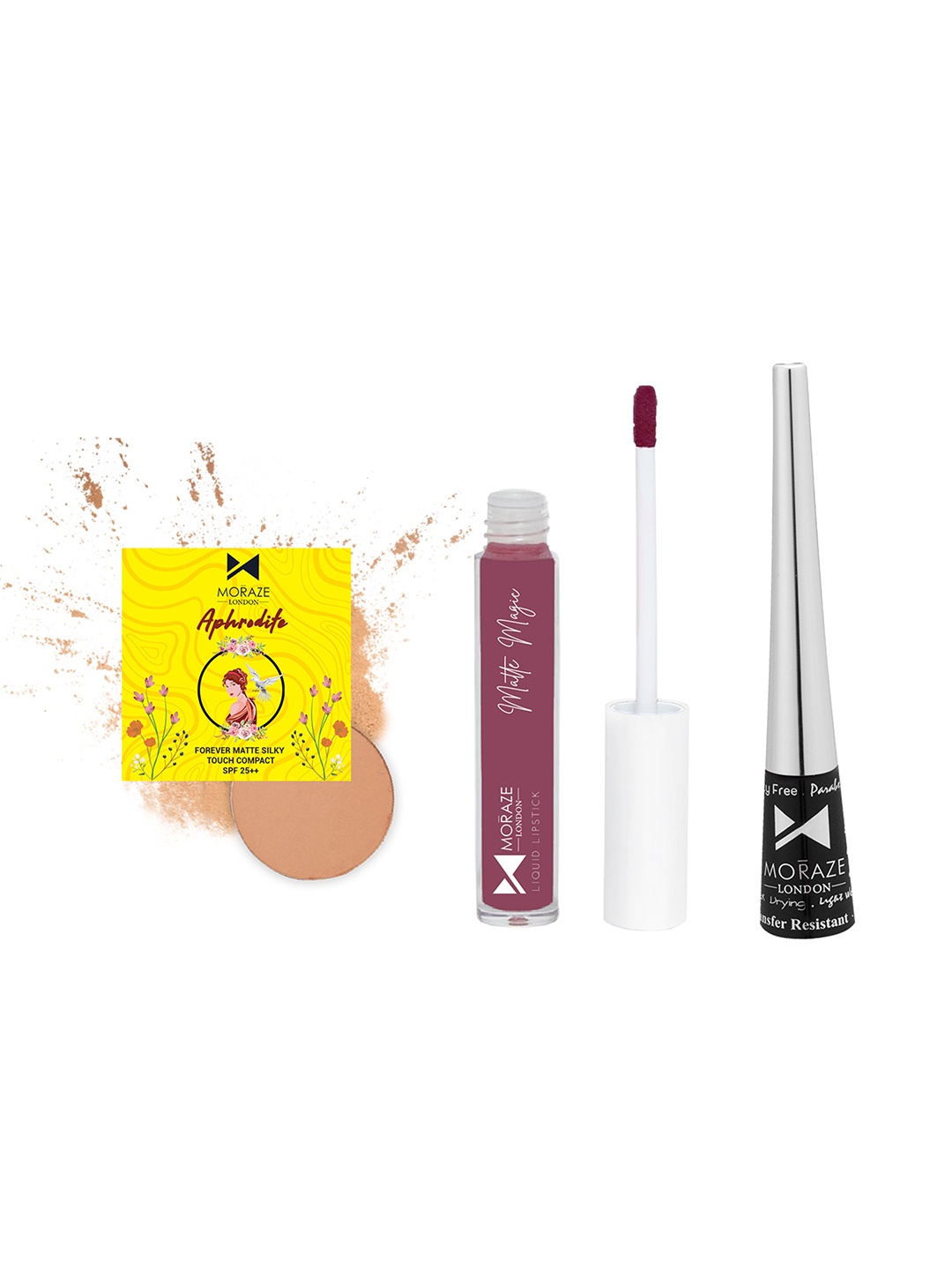 

Moraze Multicoloured You Go Gurl Lipstick With Eyeliner & Compact Powder, Multi