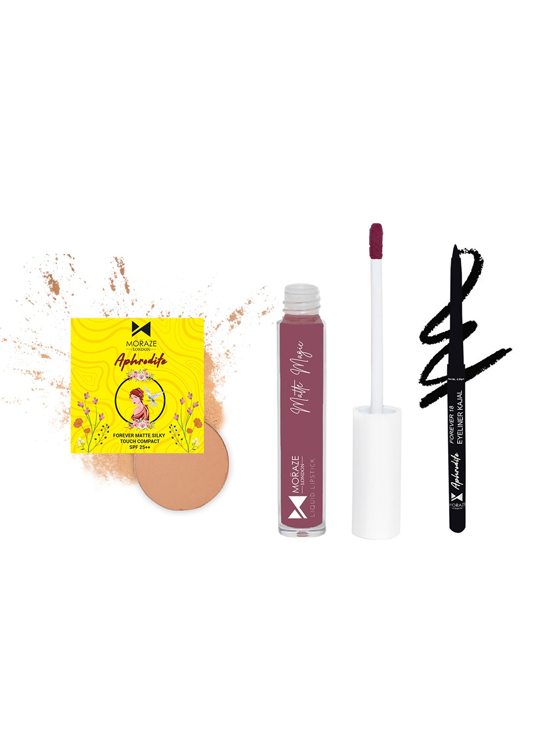 

Moraze Kajal Compact Powder & Liquid Lipstick Combo Kit, Multi