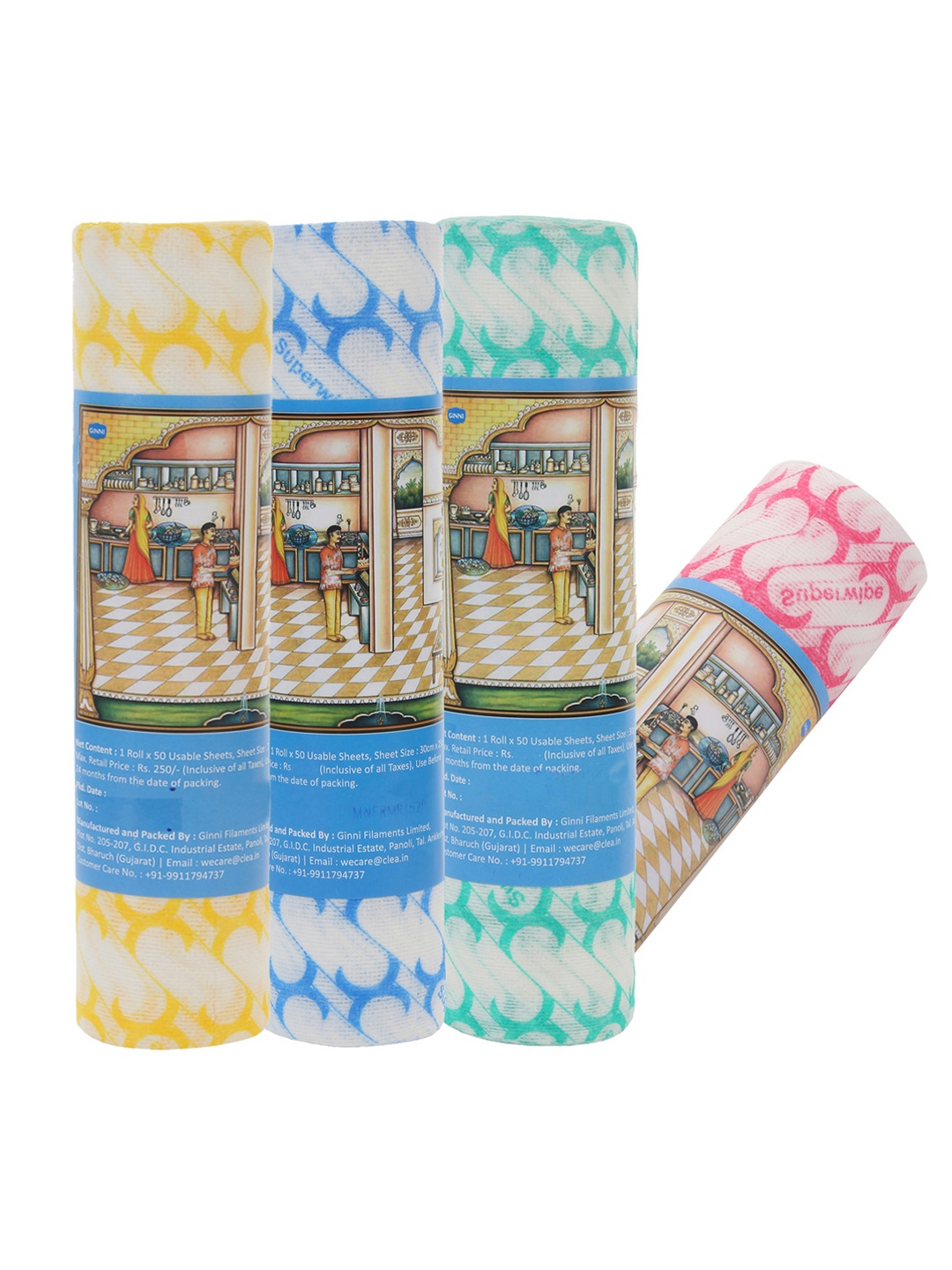 

Superwipe Set of 4 Reusable & Washable Multi-Purpose Household Sheets 50 Pulls per Roll, White