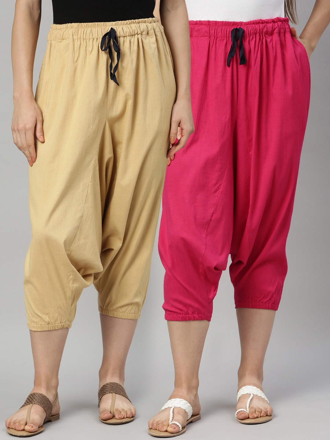 

Kryptic Women Pack Of 2 Solid Harem Pants, Cream