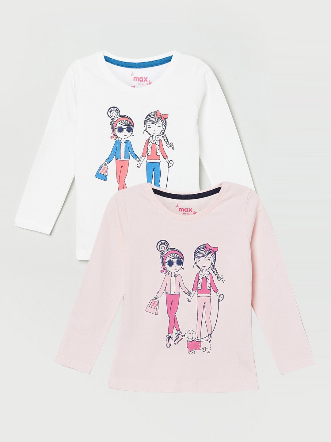 

max Girls Pack of 2 Solid Tops, Peach