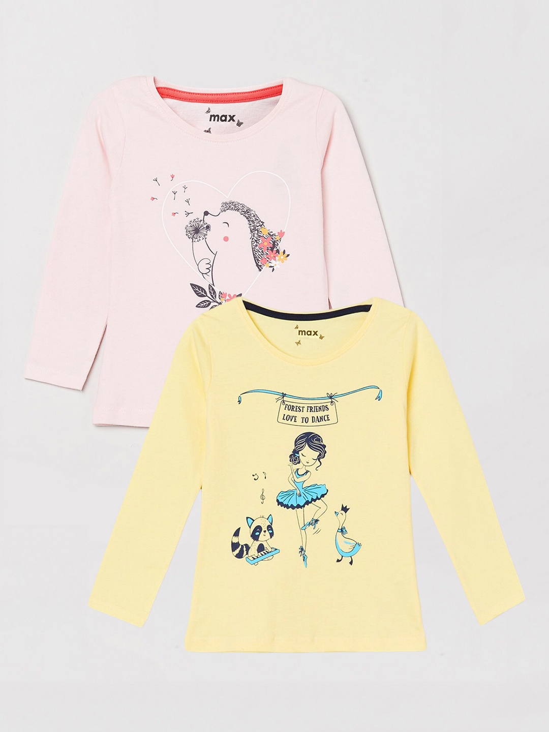 

max Girls Pack Of 2 Tshirts, Yellow