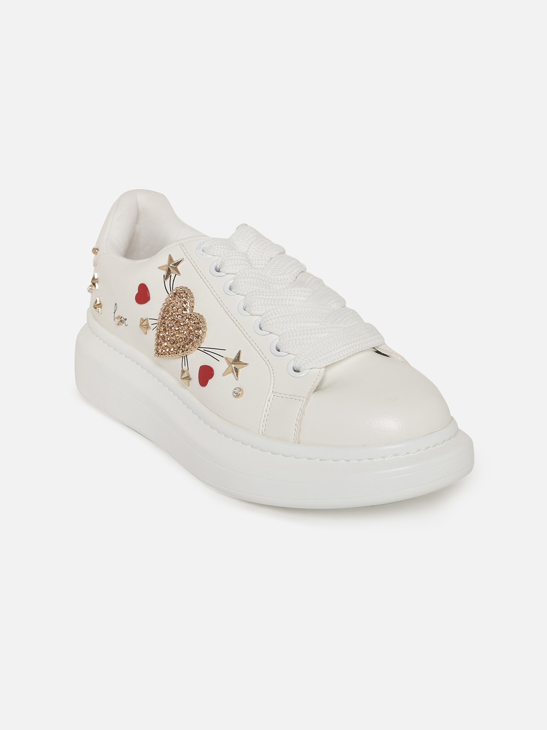 

ALDO Women White Woven Design Sneakers