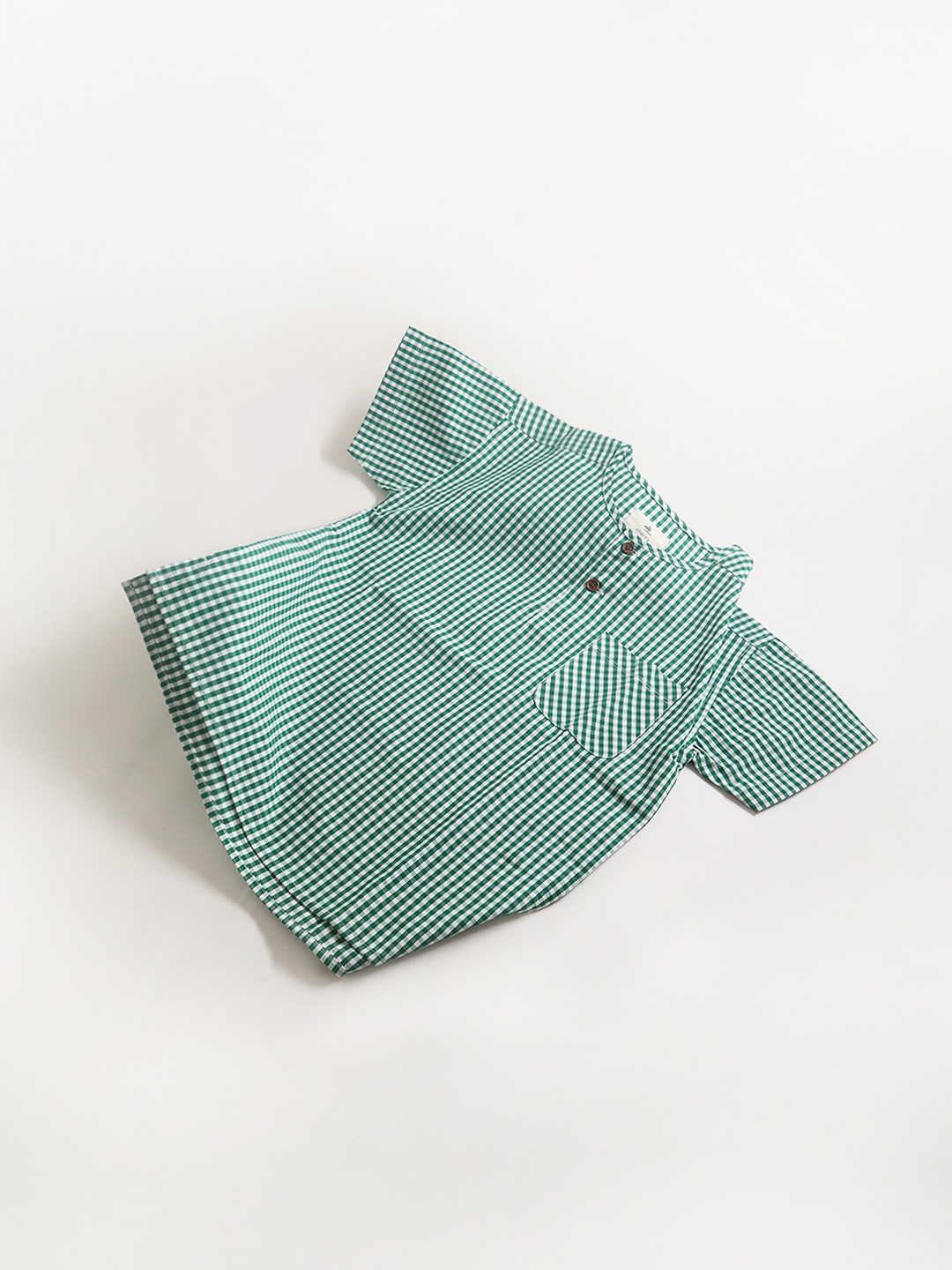 

Cherry Crumble Boys Green Gingham Checks Checked Casual Shirt