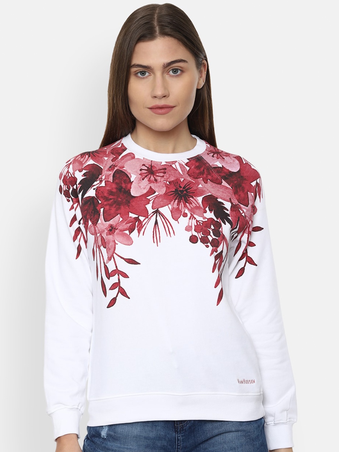 

Van Heusen Woman White Floral Printed Sweatshirt