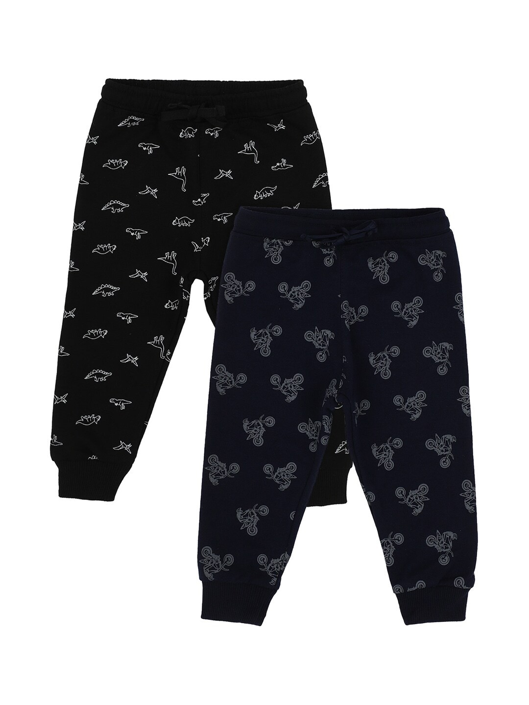 

Bodycare Kids Boys Pack of 2 Black & Navy Blue Printed Joggers