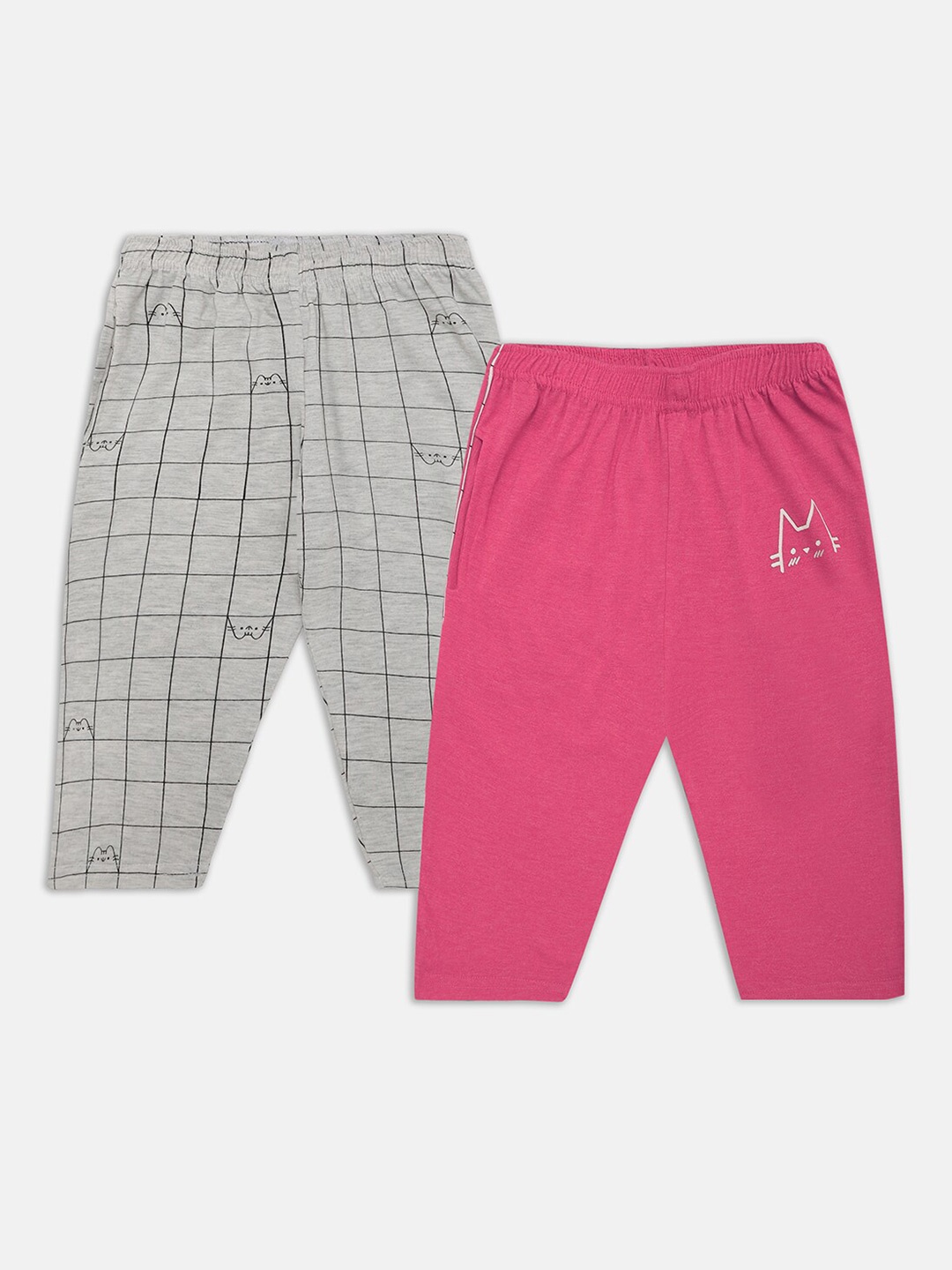 

Punkster Girls Pack Of 2 Cotton Lounge Capris, Grey