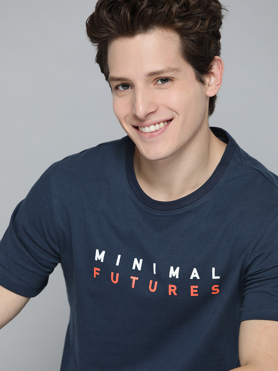 

Mast & Harbour Men Navy Blue Pure Cotton Printed T-shirt