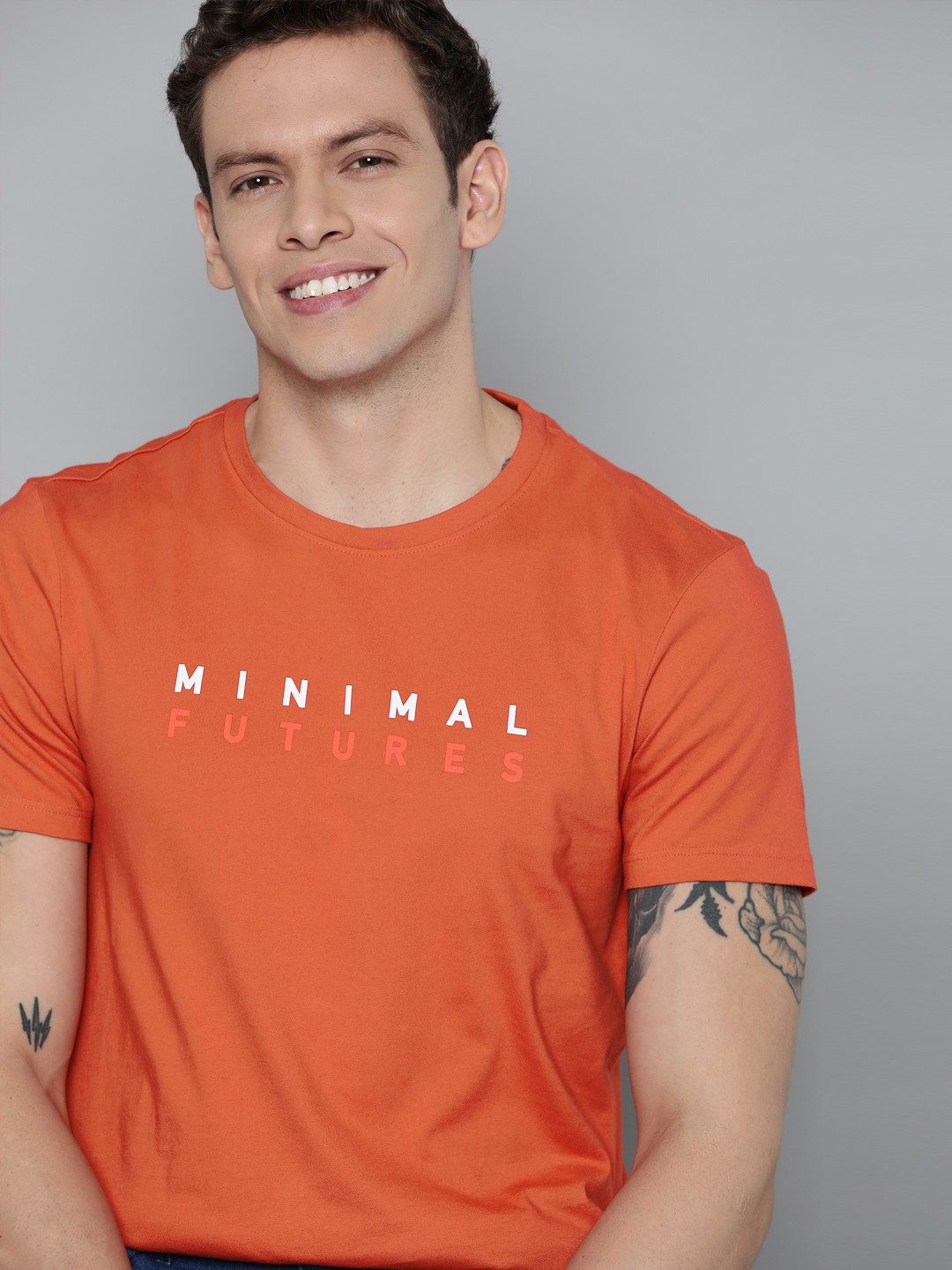 

Mast & Harbour Men Orange Pure Cotton Printed T-shirt