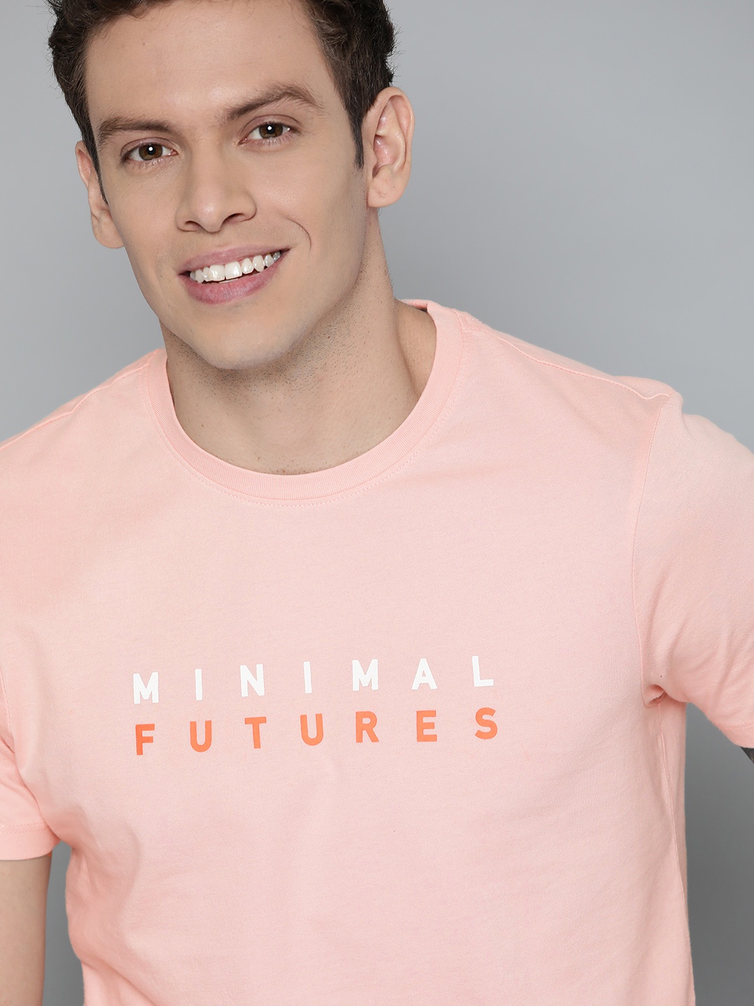 

Mast & Harbour Men Peach-Coloured Pure Cotton Printed T-shirt