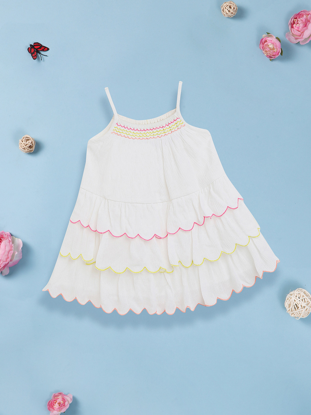 

Nauti Nati White Pure Cotton A-Line Dress