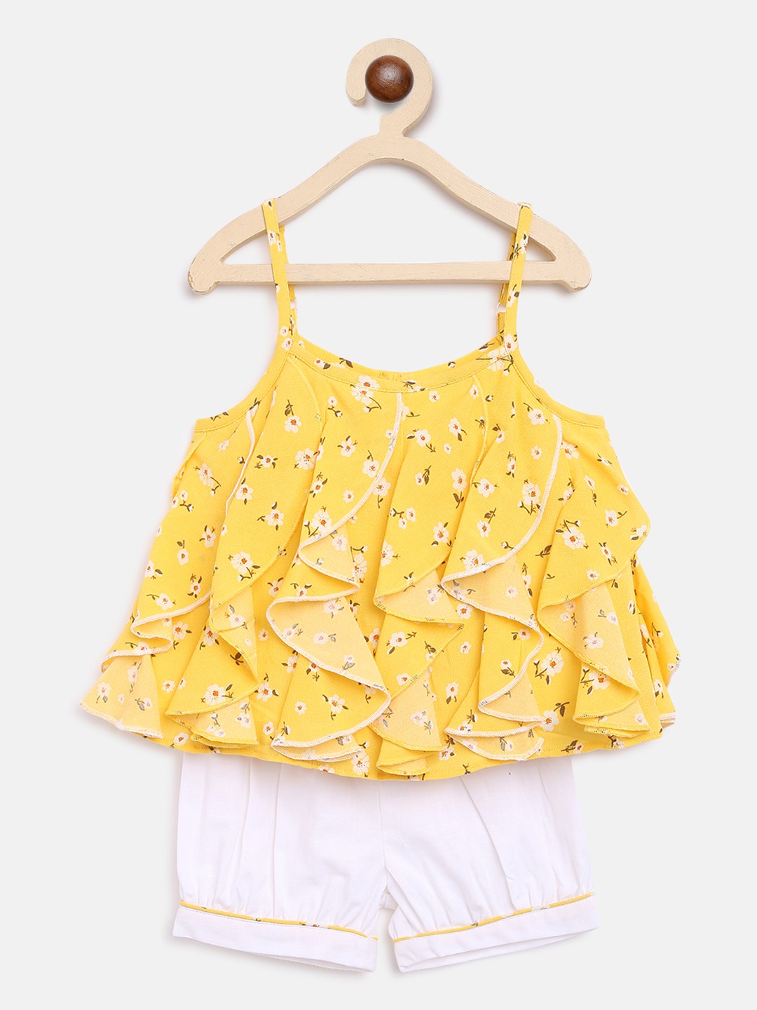 

Nauti Nati Girls Yellow & White Printed Top with Shorts
