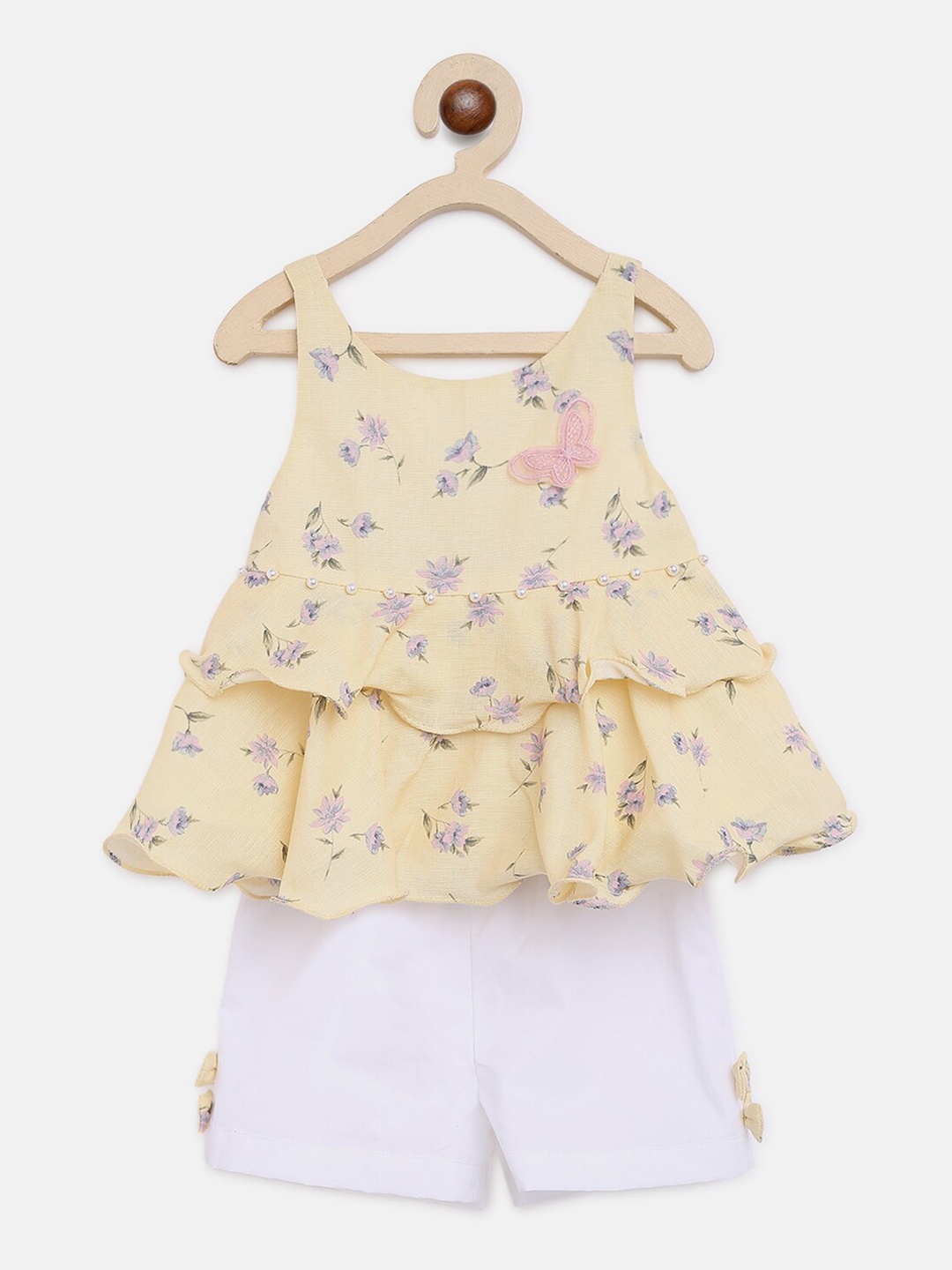 

Nauti Nati Girls Yellow & Purple Printed Top with Shorts