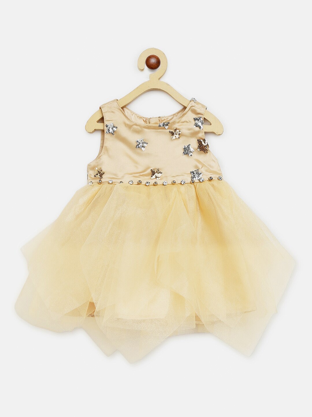 

Nauti Nati Girls Gold-Toned Embellished Net Dress