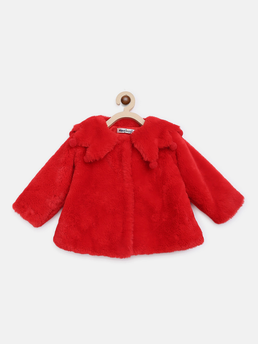 

Nauti Nati Girls Cotton Red Tailored Fur Jacket