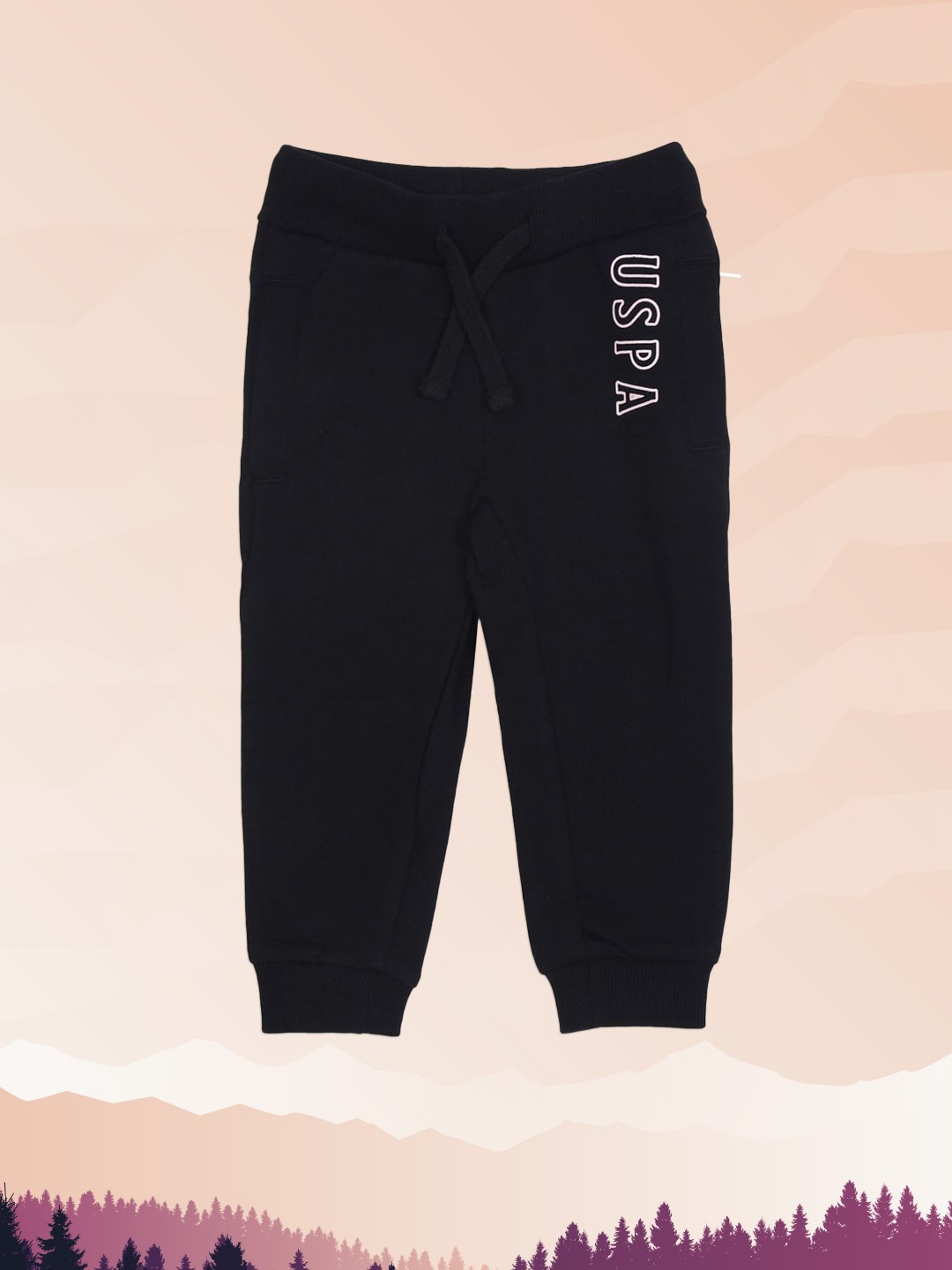 

U.S. Polo Assn. Kids Girls Black Solid Straight-Fit Joggers
