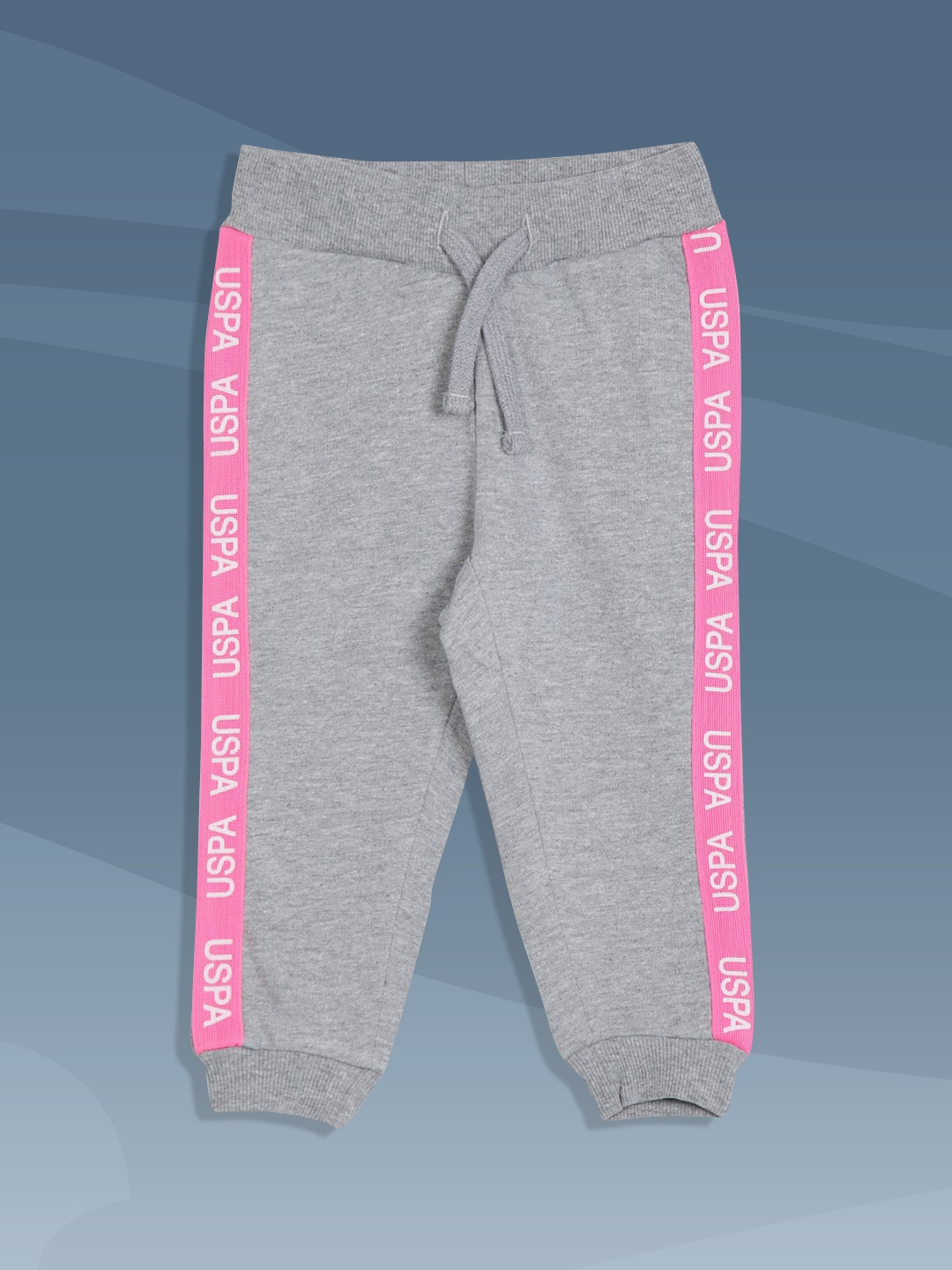 

U.S. Polo Assn. Kids Infant Girls Grey Solid Straight-fit Joggers