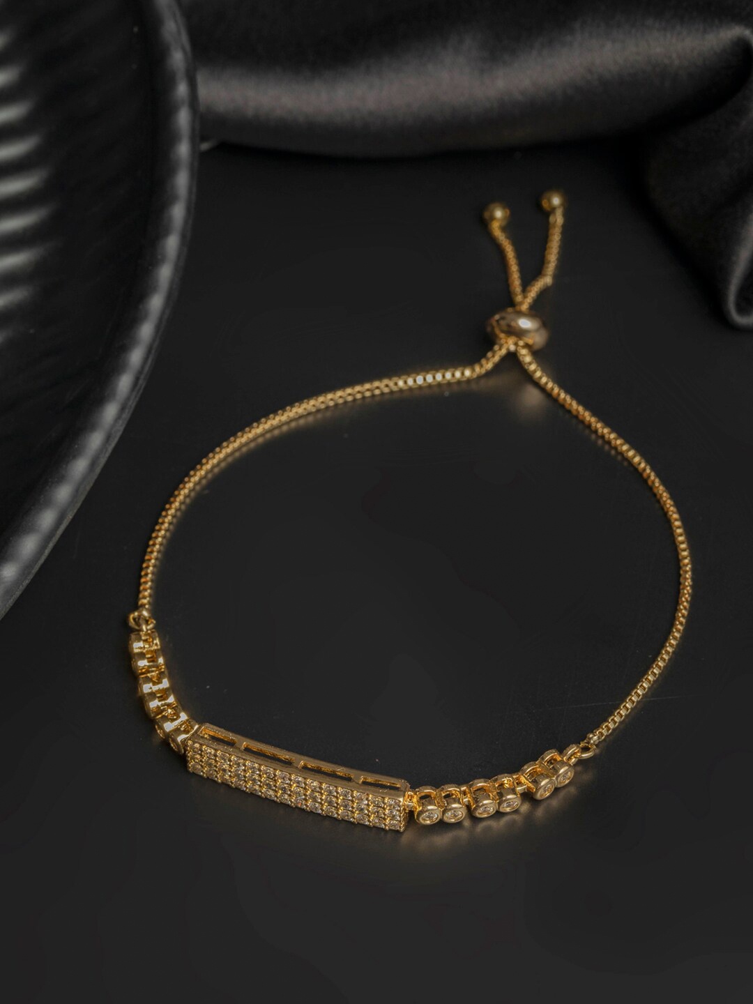 

PRITA Women Rose Gold-Plated American Diamond Handcrafted Link Bracelet