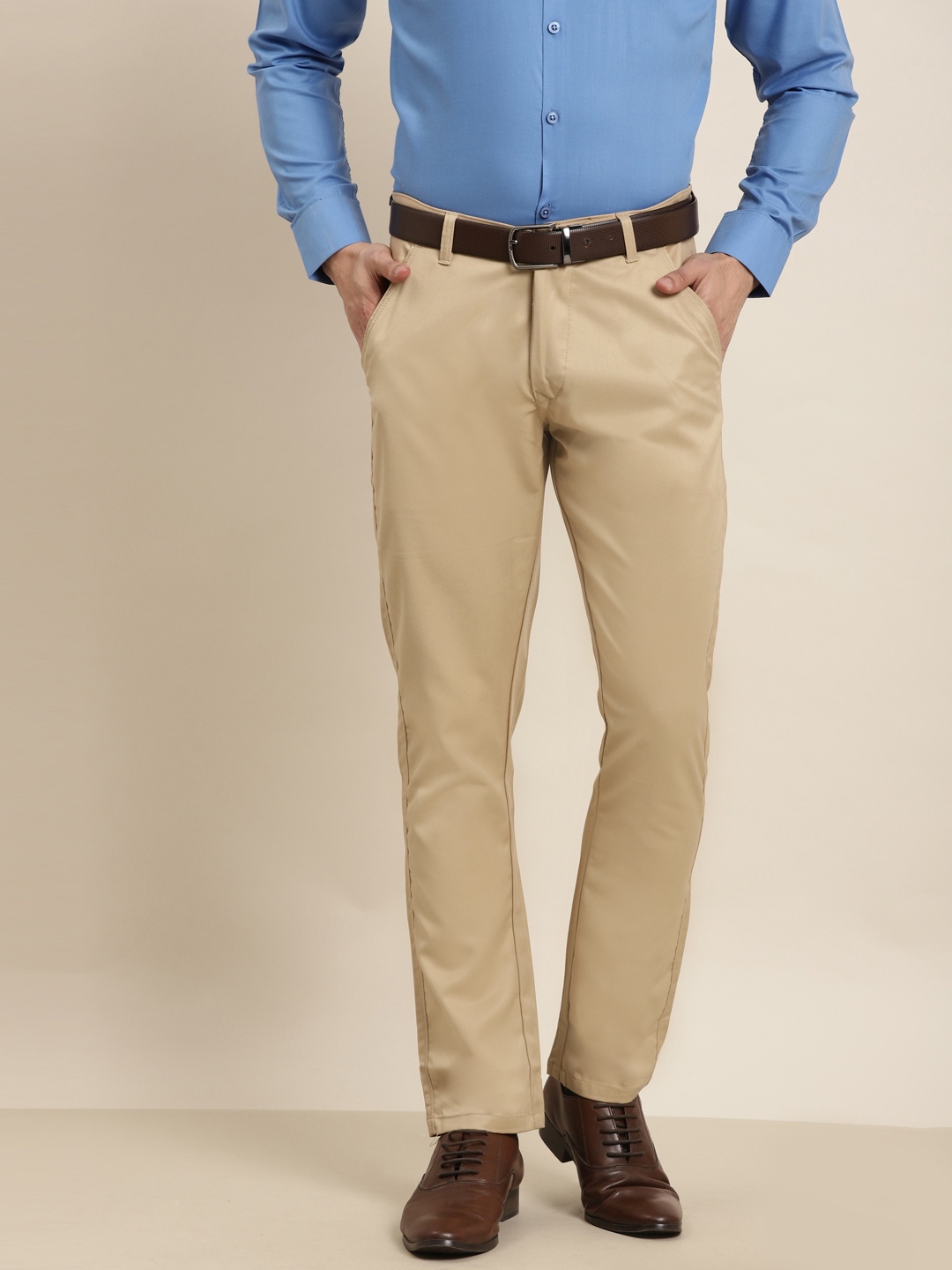 

SOJANYA Men Beige Smart Regular Fit Formal Trousers