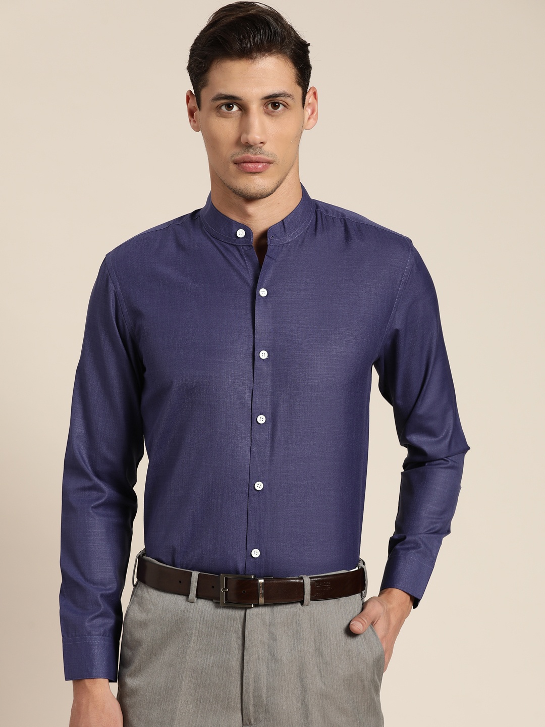 

SOJANYA Men Navy Blue Classic Regular Fit Cotton Formal Shirt