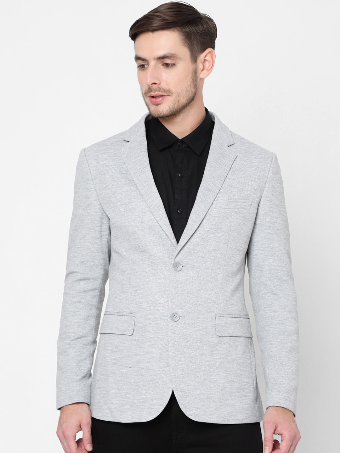 

Mufti Men Grey Solid Regular-Fit Casual Blazer
