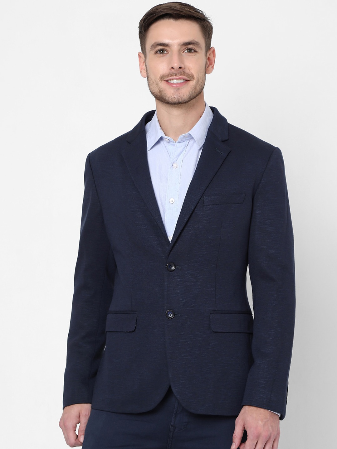 

Mufti Men Blue Solid Single Breasted Casual Blazer