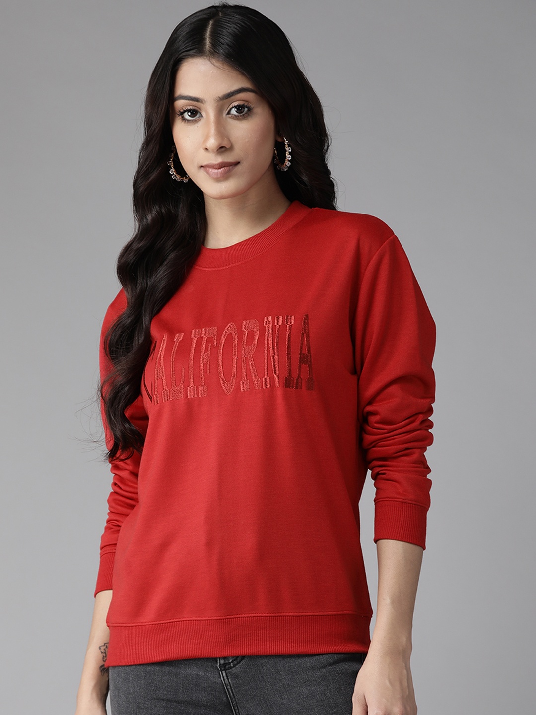 

KASSUALLY Women Red Sweatshirt