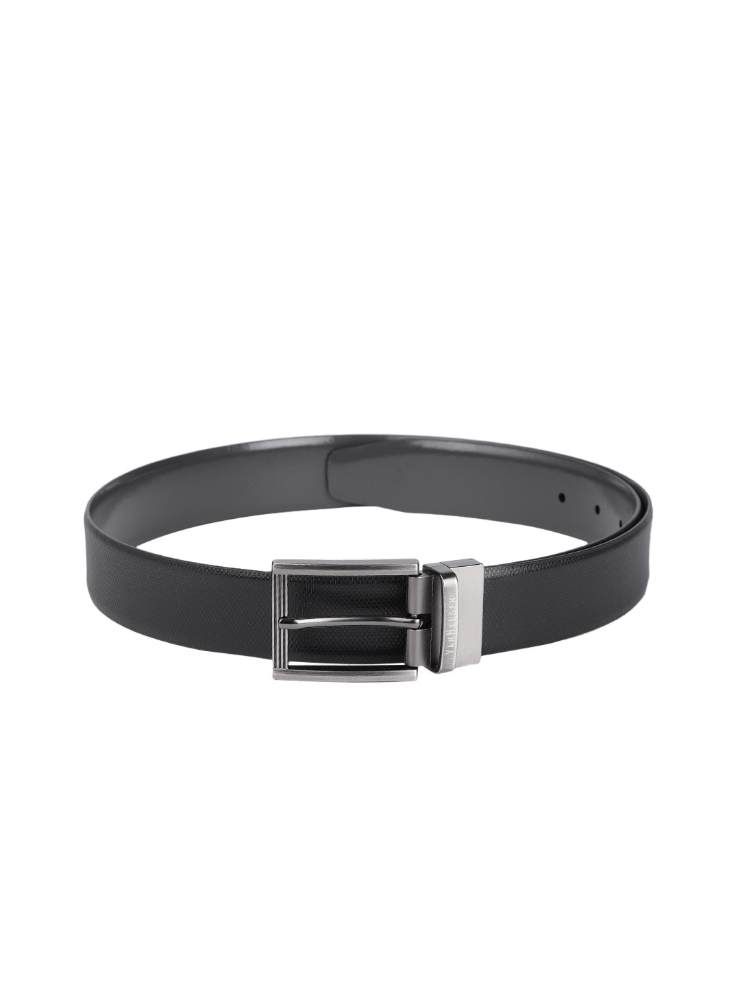 

Van Heusen Men Black & Grey Textured Reversible Leather Belt