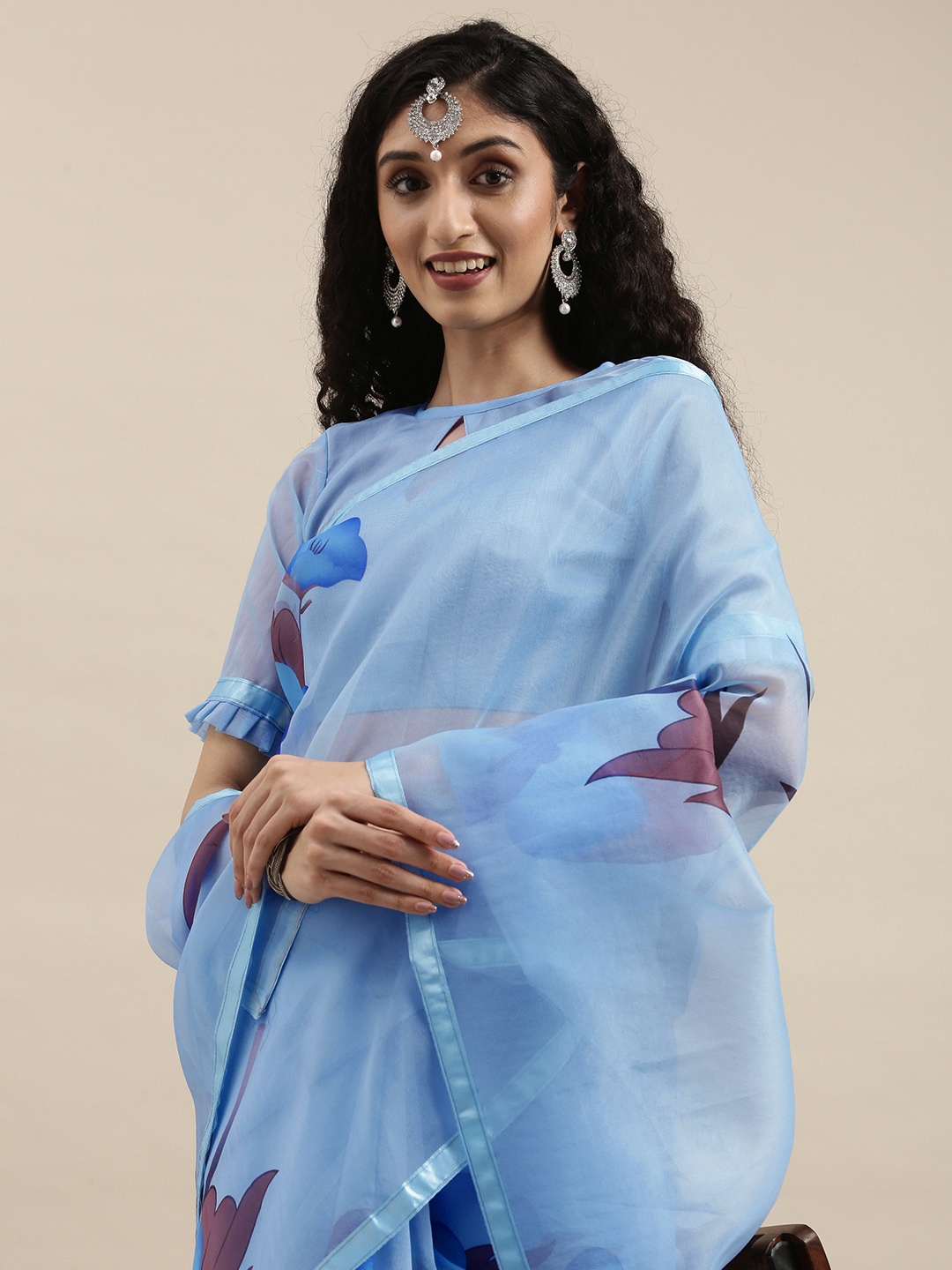 

Mitera Blue & Mauve Organza Saree