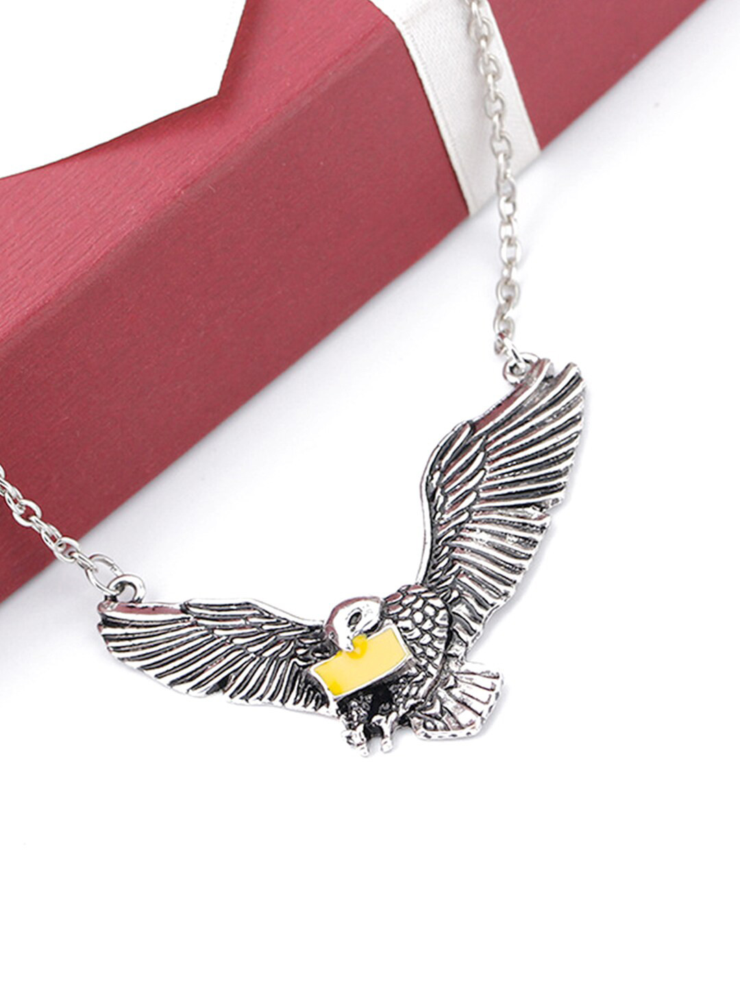 

Yellow Chimes Unisex Silver-PlatedOwl Messenger Letter Of Admission Pendant With Chain