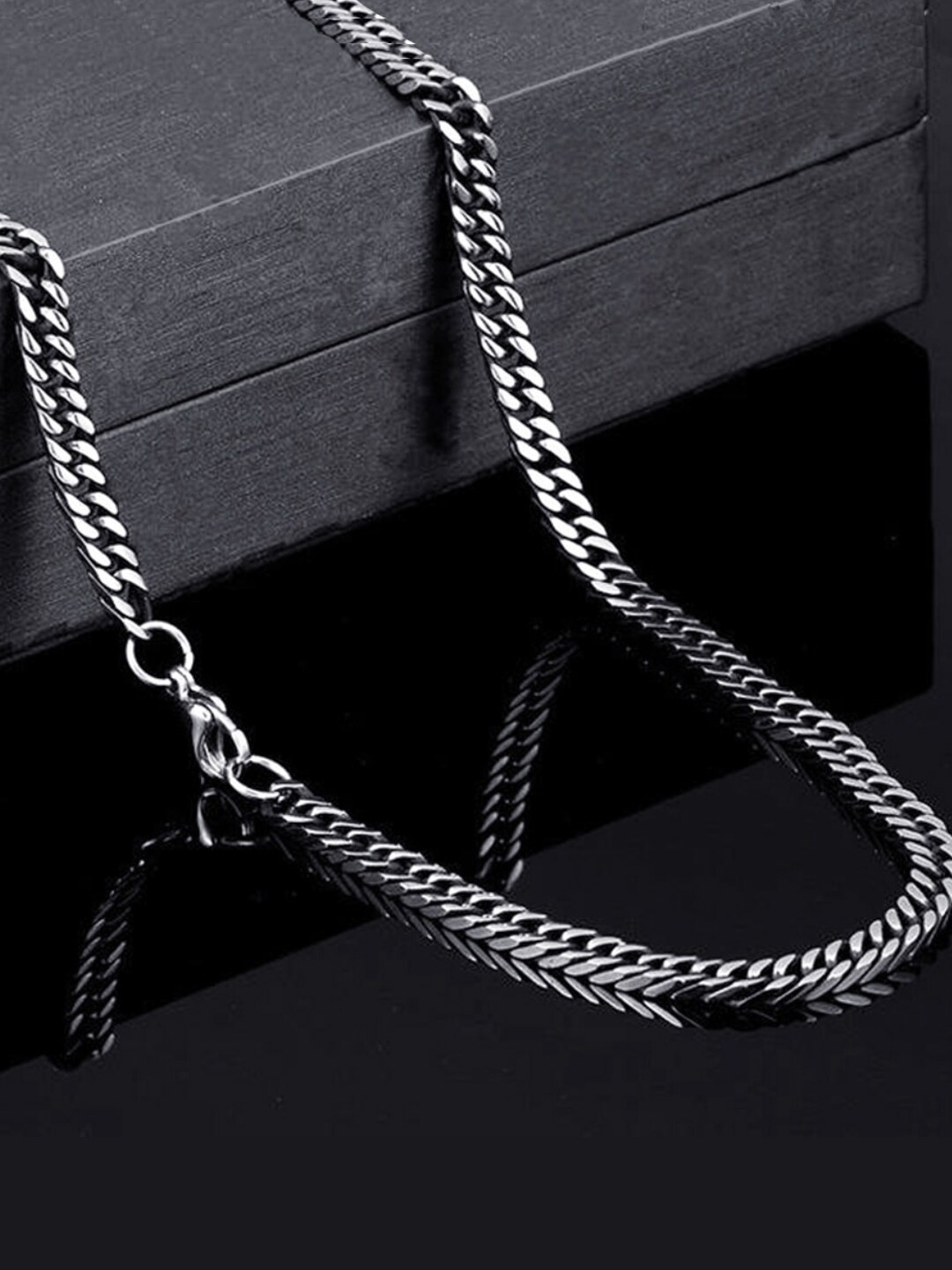 

Yellow Chimes Men Silver-Toned Stainless Steel Curb Chain