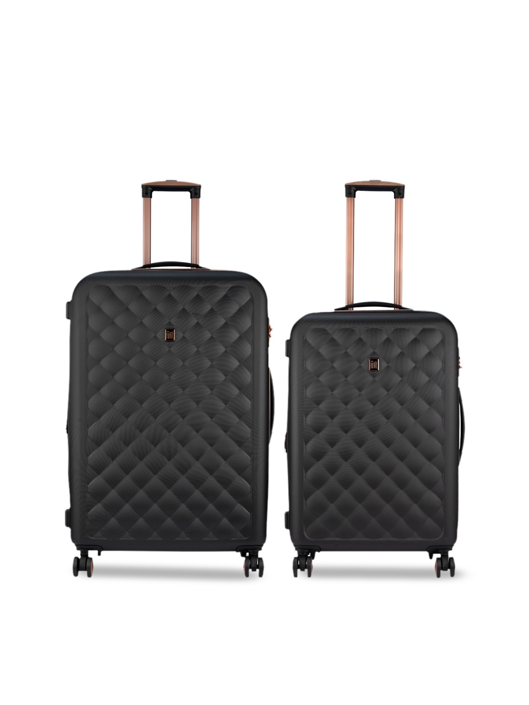 

IT luggage Set Of 2 Black Textured Hard-Sided Trolley Suitcases