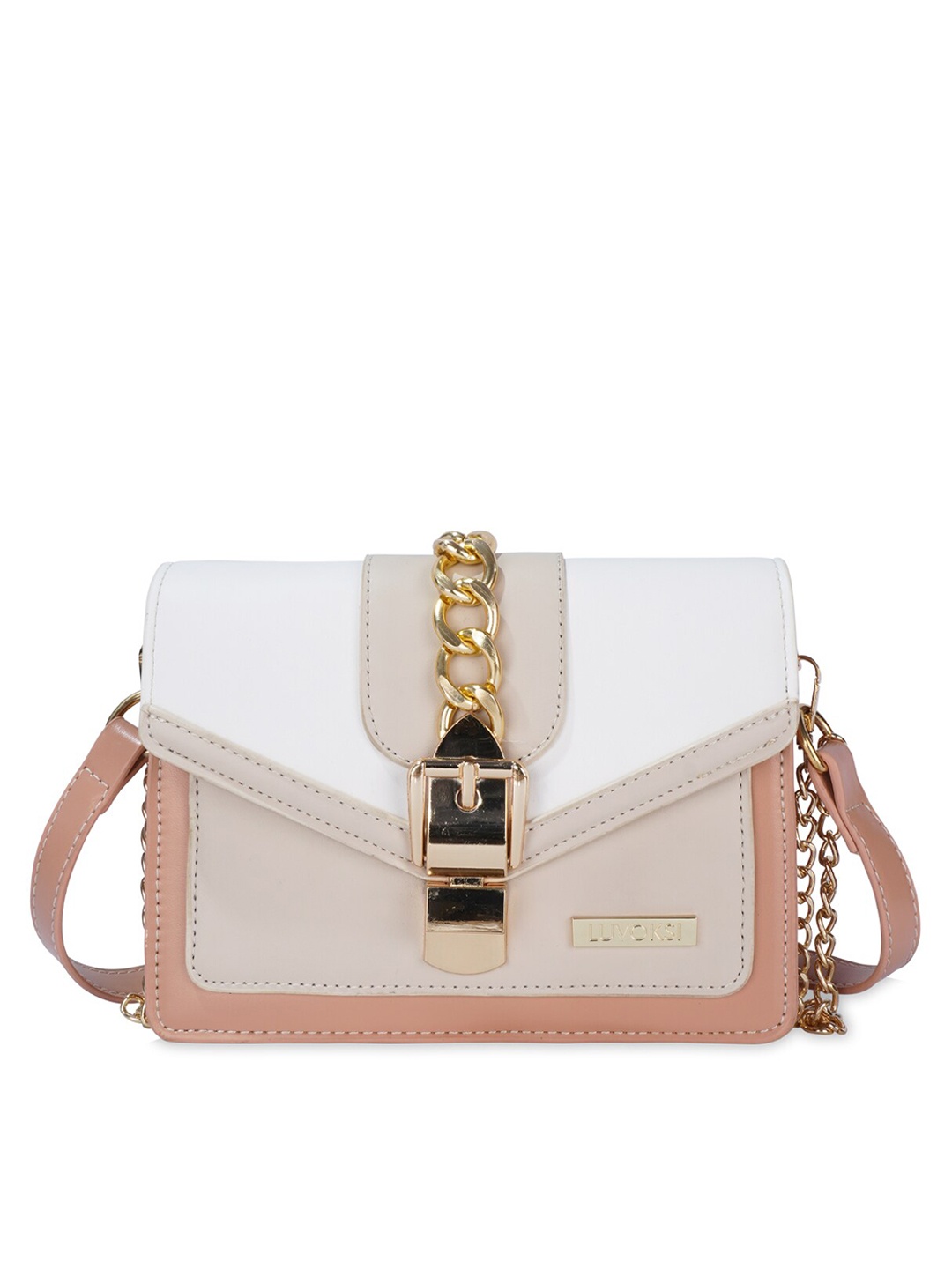 

Luvoksi Multicoloured Colourblocked PU Swagger Sling Bag, Multi