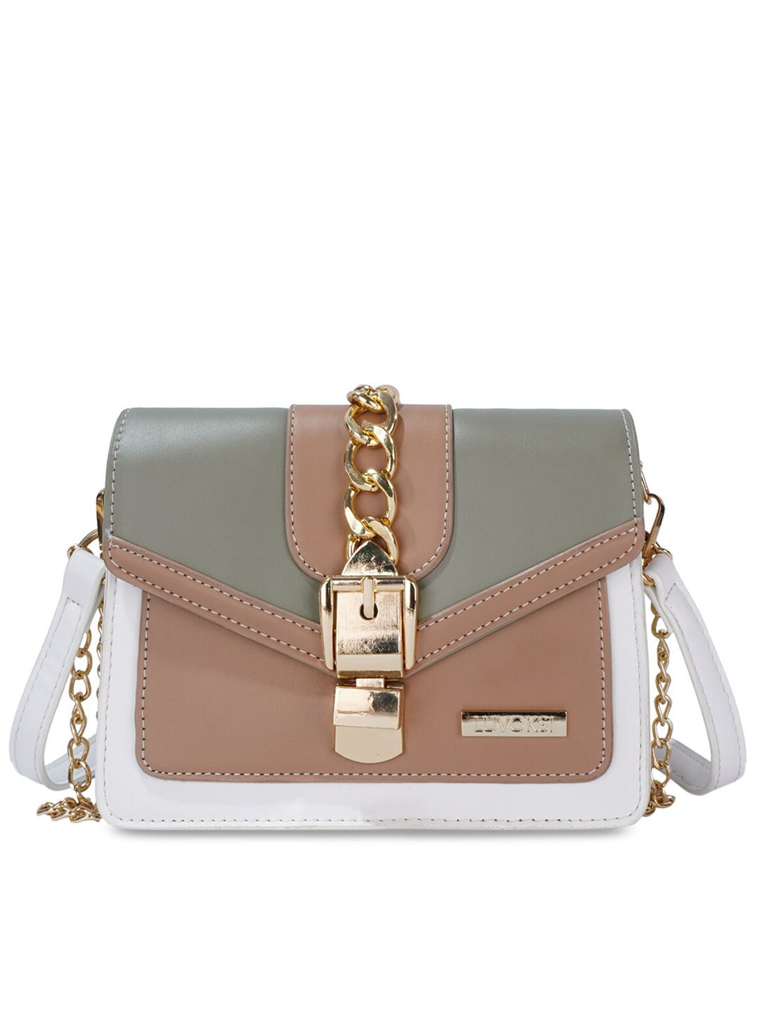 

Luvoksi Multicoloured Colourblocked PU Structured Sling Bag, Multi