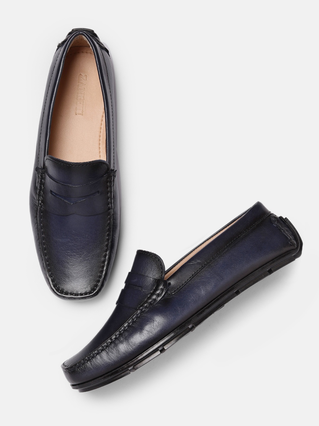 

ZZANETTI Men Navy Blue Leather Loafers