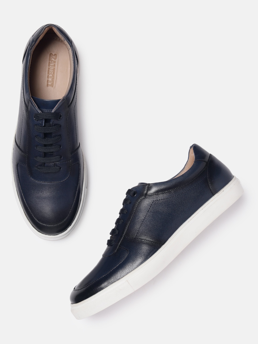 

ZZANETTI Men Navy Blue Leather Sneakers