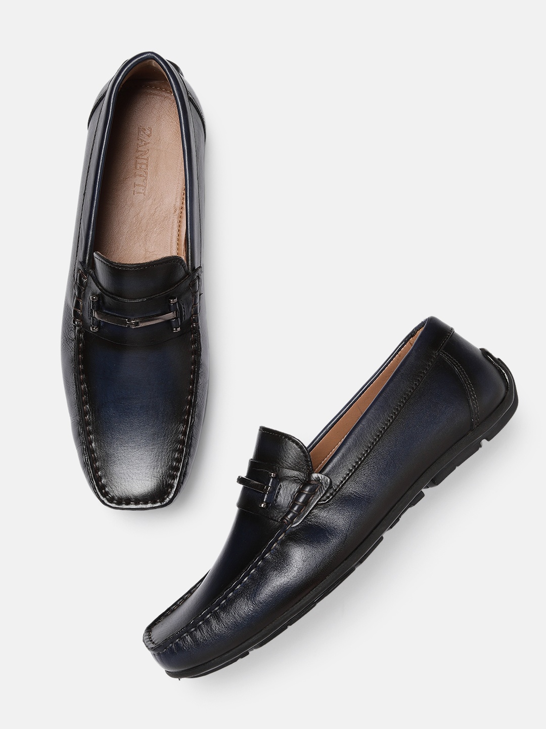 

ZZANETTI Men Navy Blue Leather Loafers