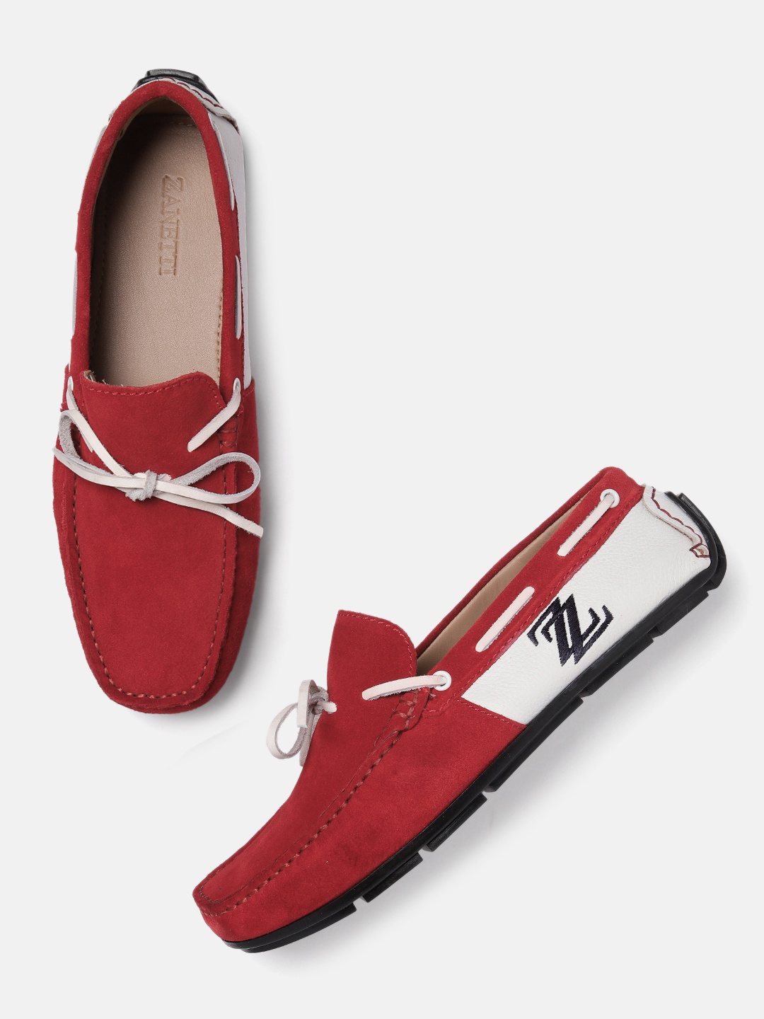 

ZZANETTI Men Red Colourblocked Leather Loafers