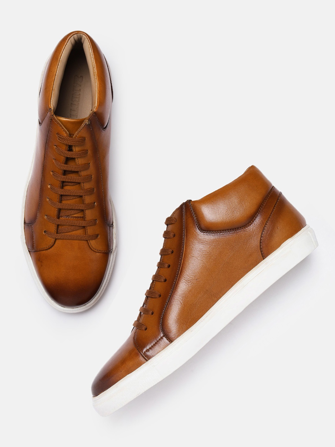 

ZZANETTI Men Tan Leather Sneakers
