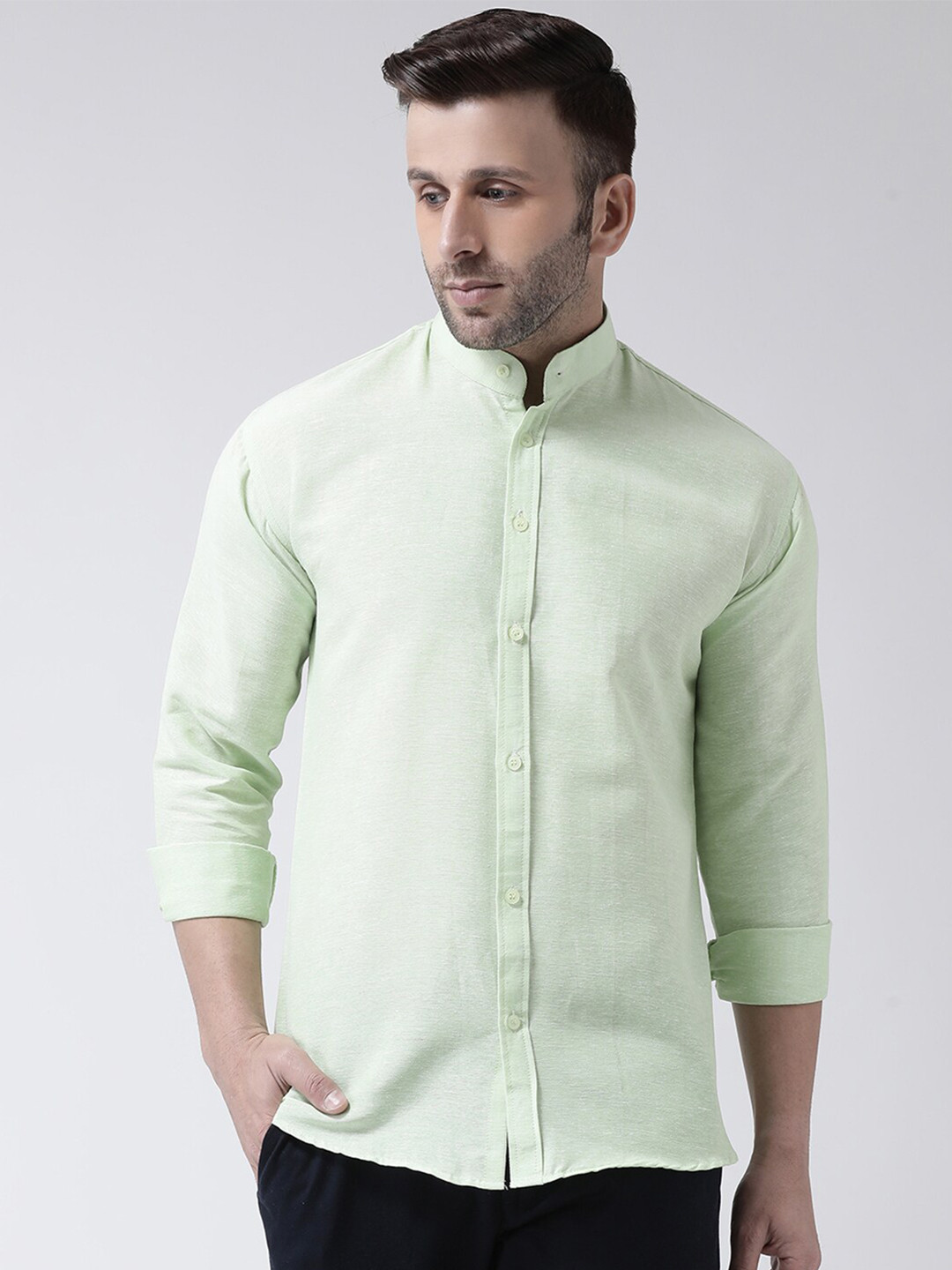 

KHADIO Men Green Cotton Casual Shirt