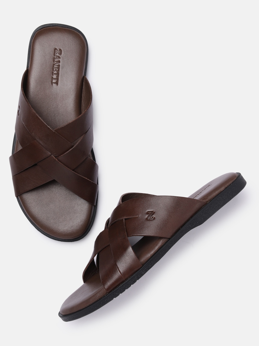 

ZZANETTI Men Brown Leather Comfort Sandals