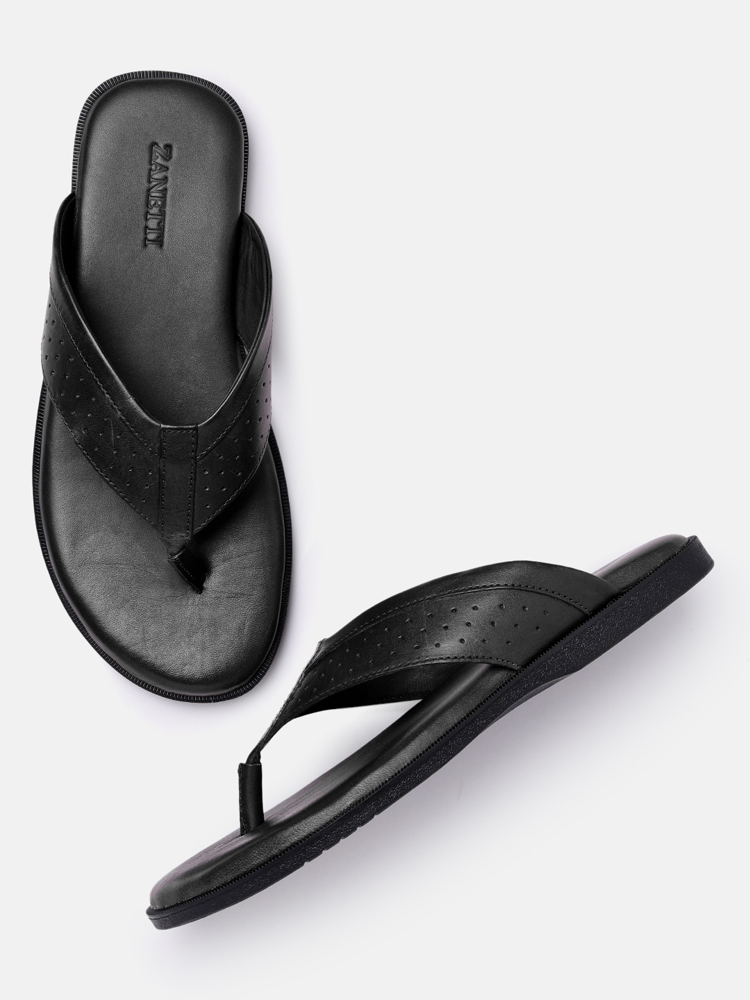 

ZZANETTI Men Black Leather Comfort Sandals