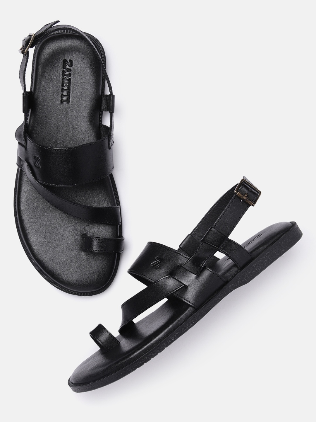 

ZZANETTI Men Black Daily Leather Comfort Sandals