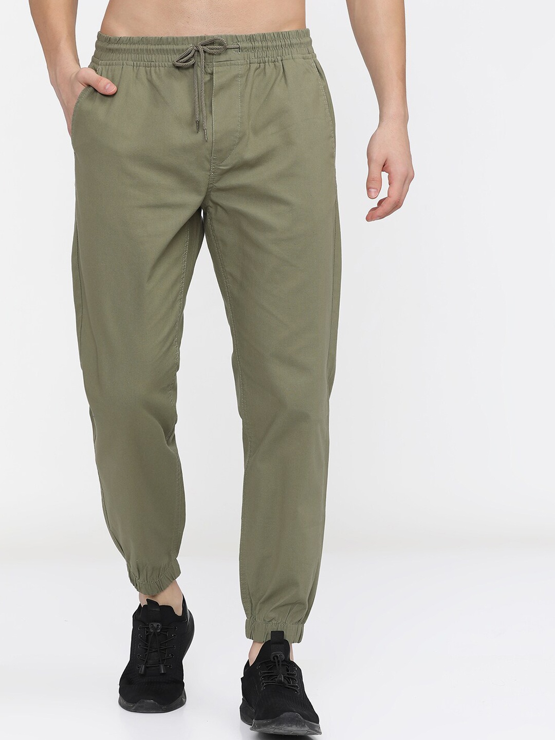 

HIGHLANDER Men Olive Green Solid Joggers