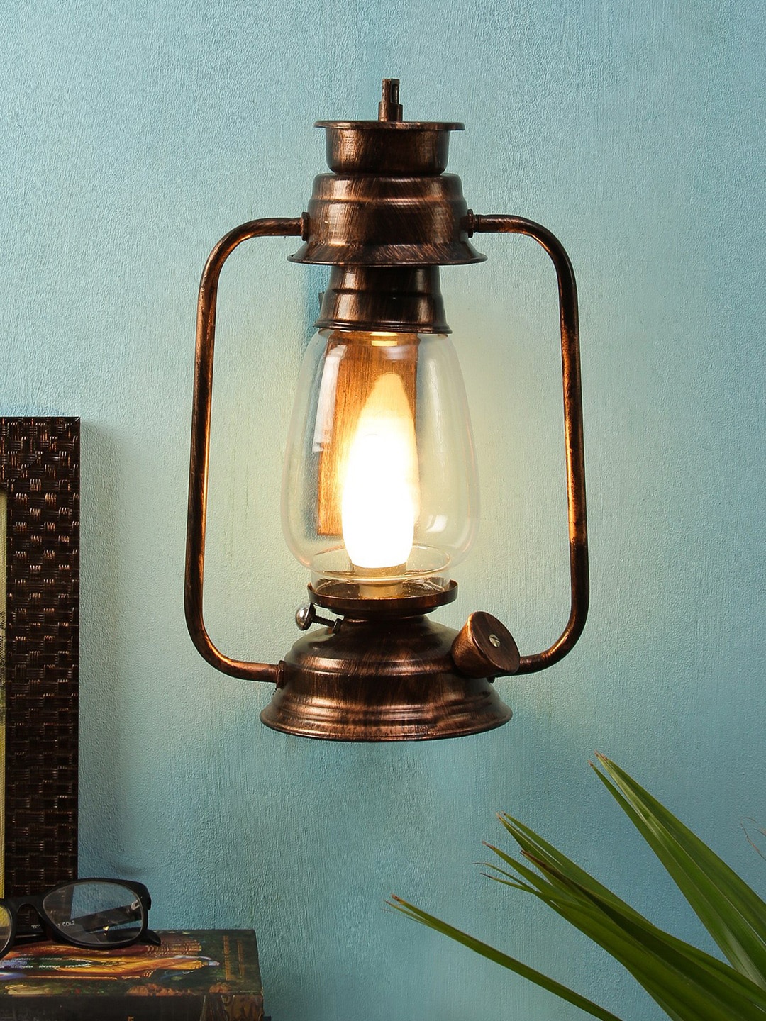 

Devansh Copper Transparent Glass Wall Mounted Lantern